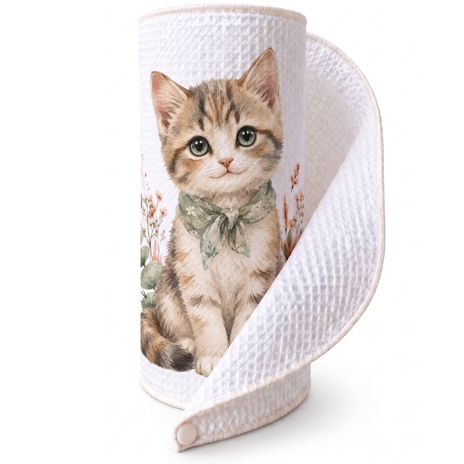 Essuie-tout lavable Chaton Eucalyptus (aquarelle)
